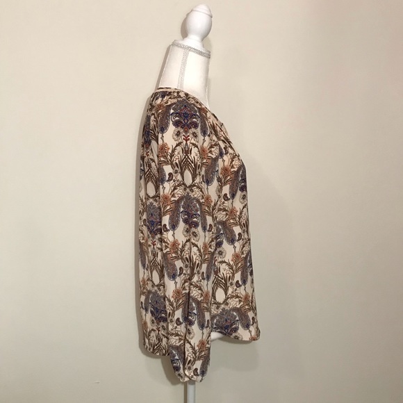 Anthropologie Meadow Rue Dandelion Brown Cream Paisley Top XS - Picture 7 of 13